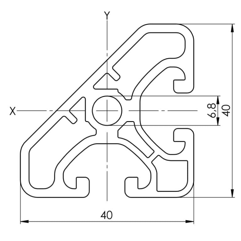 Profile 8 40 X 40 E 45 Deg 40 Series A2a Systems