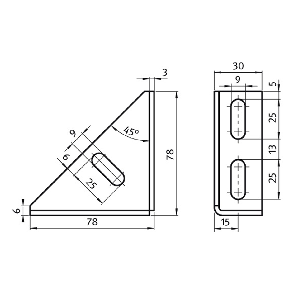 Steel Connection Angle 30/80 - Connection Angle - A2A Systems