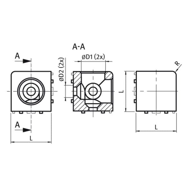 Plain Cube Connector 45 2 D with fastening set - Image 2