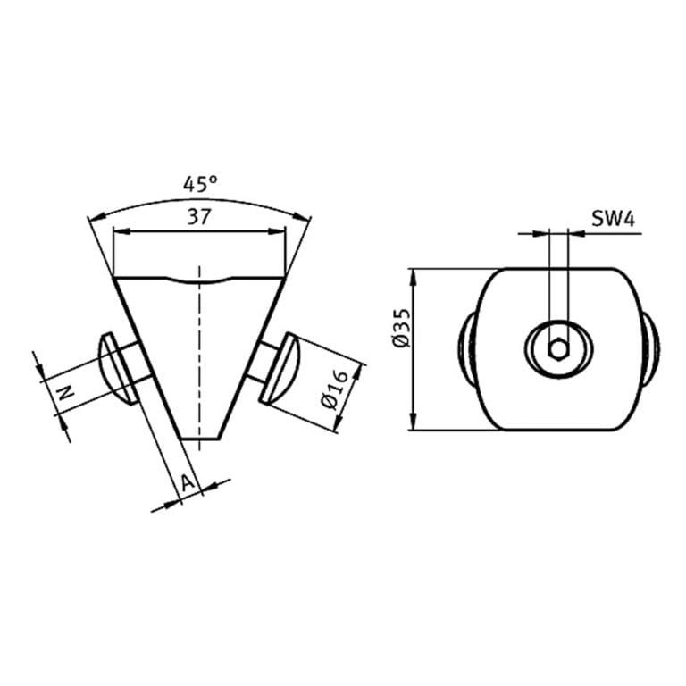 Clamp Connector 45 degree Connection Angle A2A Systems