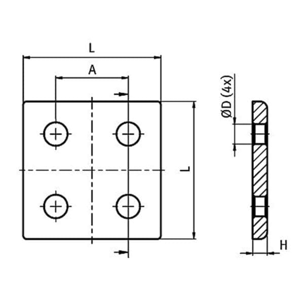 Aluminum Connection Plate  45 - 90/90 - Image 2