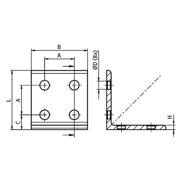 Aluminum Angle 45 - 90x90 - Image 2