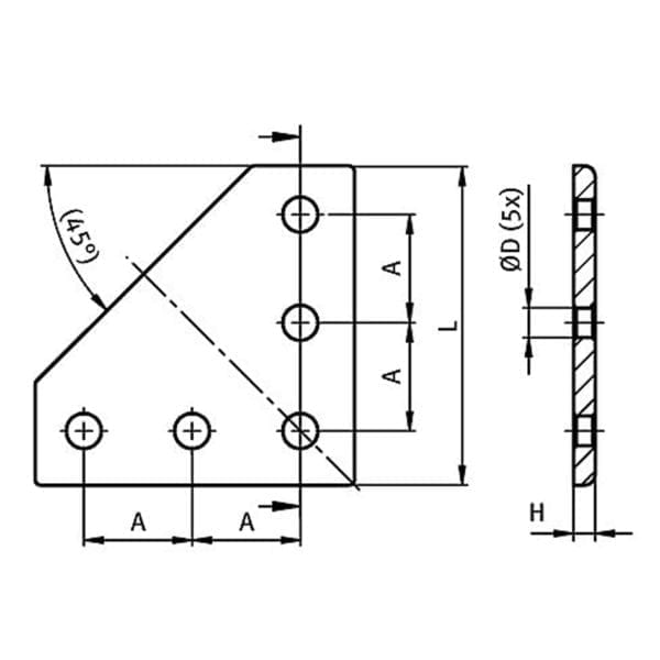 Aluminum Connection Plate 45 - 90° - Image 2