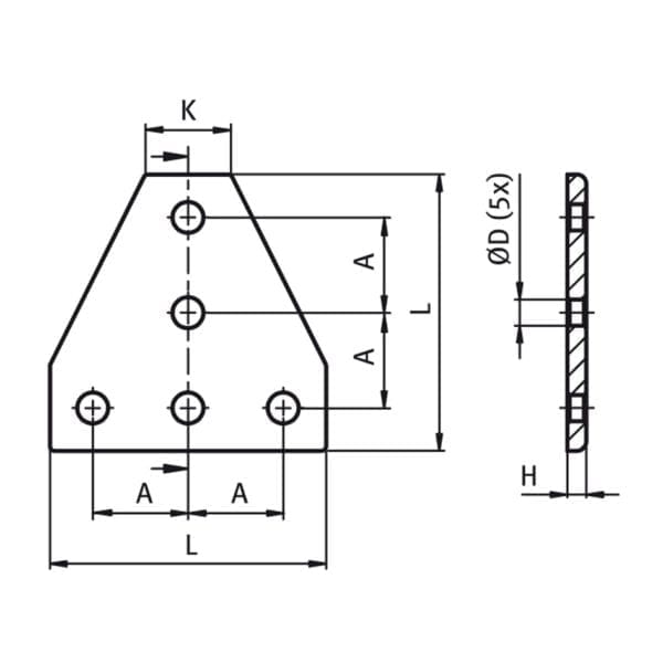 Aluminum T-connection Plate  45 - 131x131 - Image 2