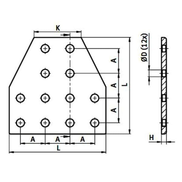 Double Aluminum T-connection Plate 40 - 156x156 - Image 2