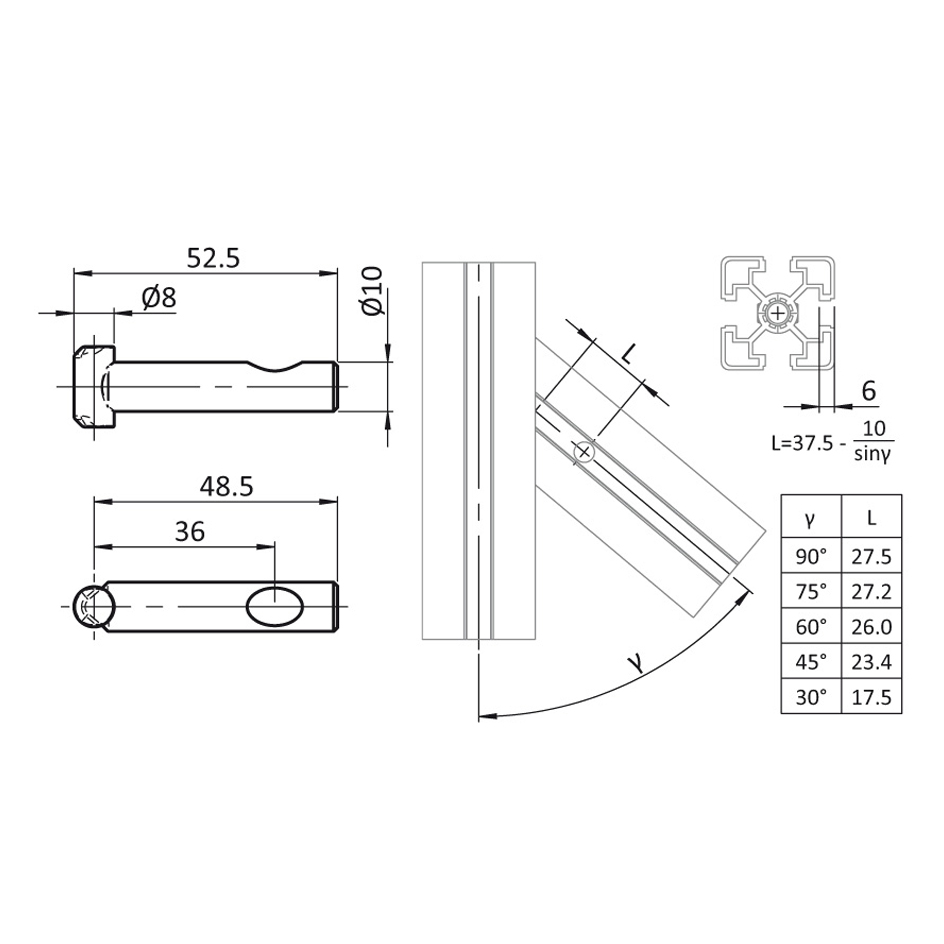 Miter Connector 10 30-90 degree - Connectors - A2A Systems